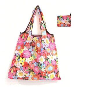 Summer Flowers Reusable Shopping Tote Packable